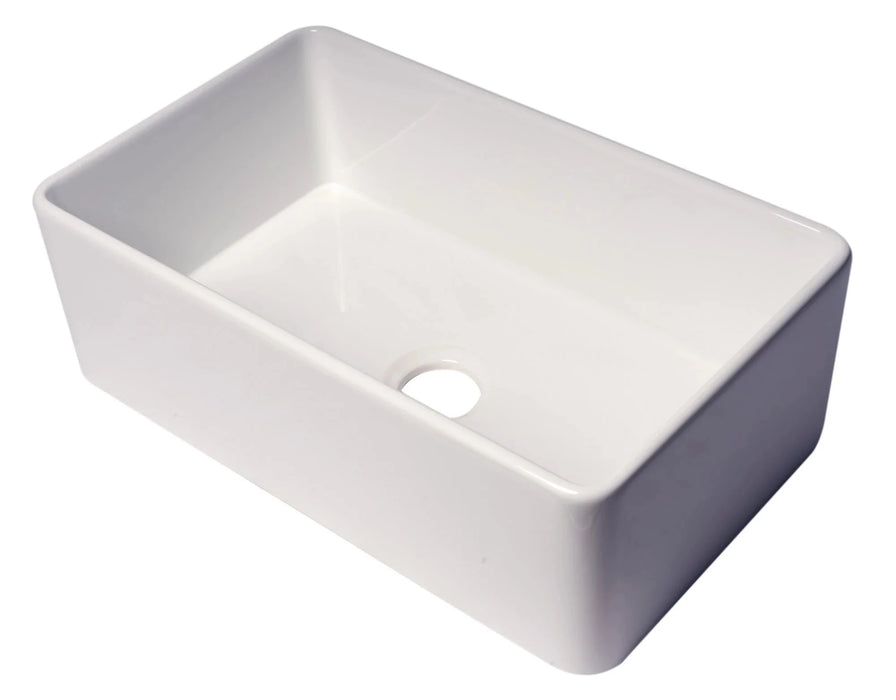 ALFI brand Smooth Apron 30" Single Bowl Fireclay Farm Sink ABF3018