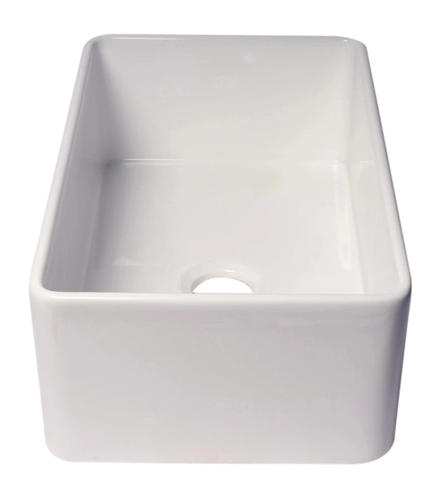 ALFI brand Smooth Apron 30" Single Bowl Fireclay Farm Sink ABF3018