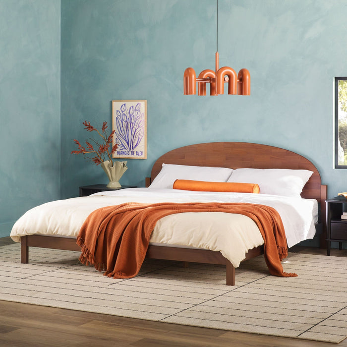 Elias Solid Wood Bed with Arched Headboard