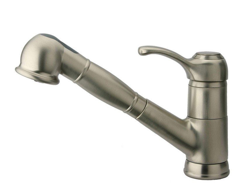 Whitehaus Single Hole Lever Kitchen Faucet, Pull Out Spray Head WH23564-C