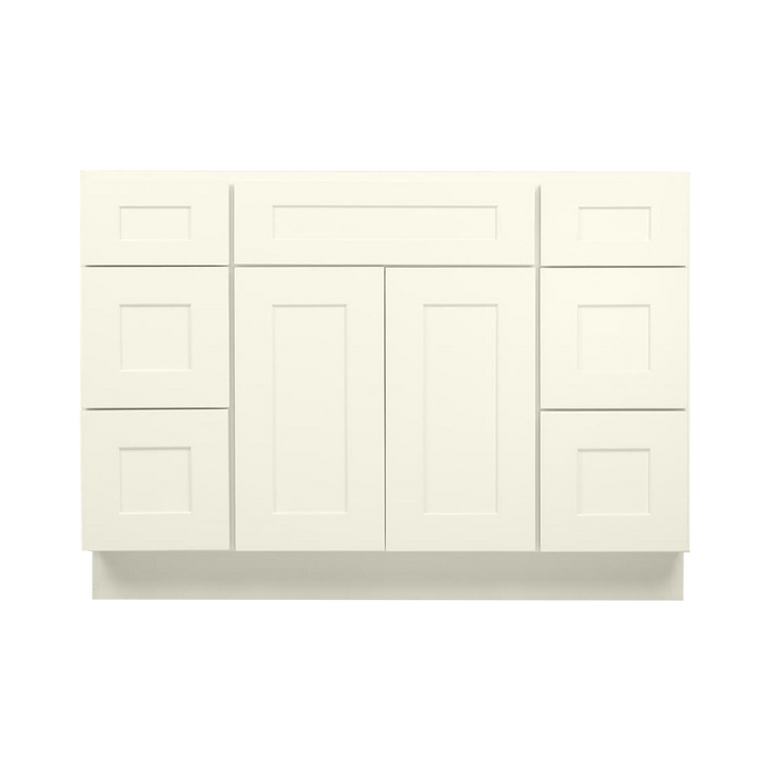 54 Inch Antique White Shaker Single Sink Bathroom Vanity with Drawers