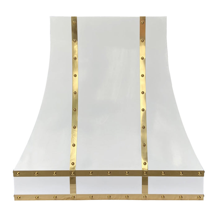 White Painted Curved Handcraft Stainless Steel Custom Hoods with Brass Strap