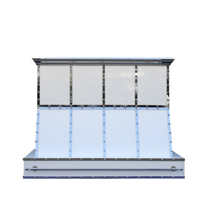 White Stainless Steel Custom Range Hoods with Pot Rail