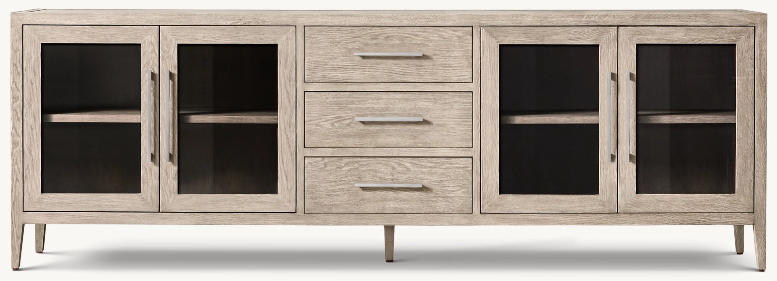 French Contemporary Glass 4-door Sideboard With Drawers
