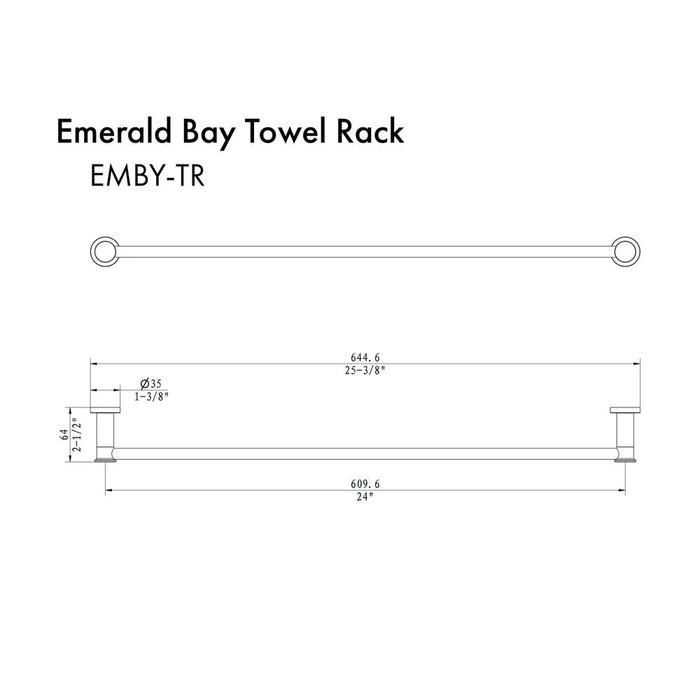 ZLINE Emerald Bay Bathroom Accessories Package with Towel Rail, Hook, Ring and Toilet Paper Holder, 4BP-EMBYACC-BN