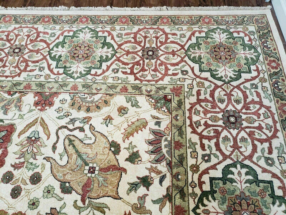 12' X 15' One-of-a-Kind Indian Hand-Knotted Wool Rug Hand Made Floral Ivory Nice