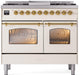 ILVE Nostalgie II 40" Dual Fuel Natural Gas Range, Antique White, Brass Trim UPD40FNMPAWG - Farmhouse Kitchen and Bath
