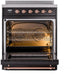 ILVE Nostalgie II 30" Electric Range, Glossy Black, Copper Trim UPI304NMPBKP ILVE