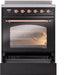 ILVE Nostalgie II 30" Electric Range, Glossy Black, Copper Trim UPI304NMPBKP ILVE