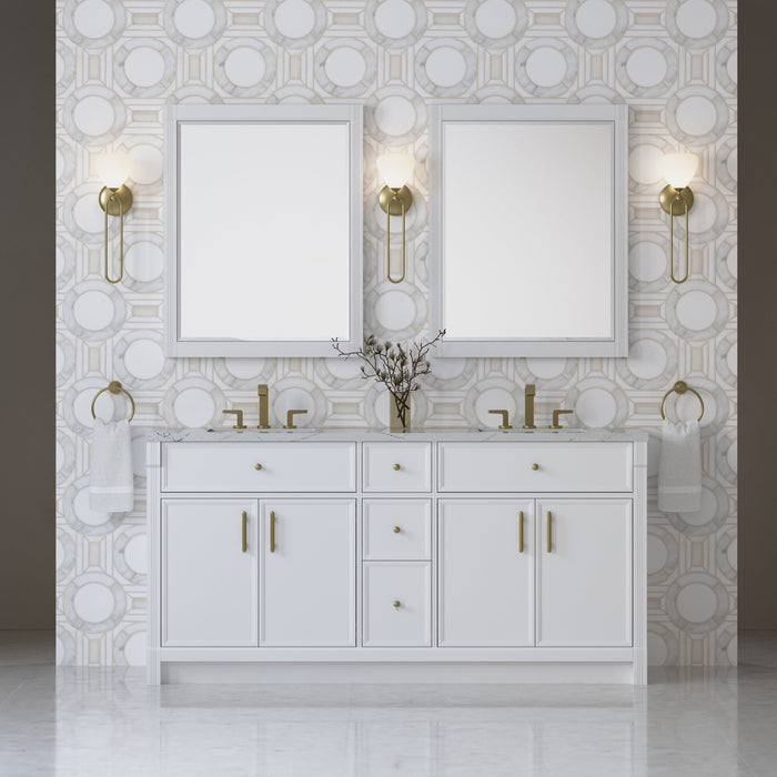 James Martin Bellshire 72" Double Bathroom Vanity, Bright White
