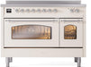 ILVE Nostalgie II 48" Electric Range, Antique White, Chrome Trim UPI486NMPAWC ILVE