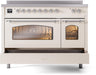 ILVE Nostalgie II 48" Electric Range, Antique White, Chrome Trim UPI486NMPAWC ILVE