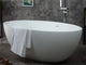 ALFI brand 67" White Oval Solid Surface Smooth Resin Soaking Bathtub AB9941