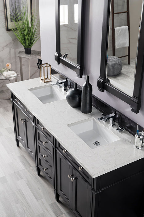 James Martin Brittany 72" Double Bathroom Vanity, Black Onyx