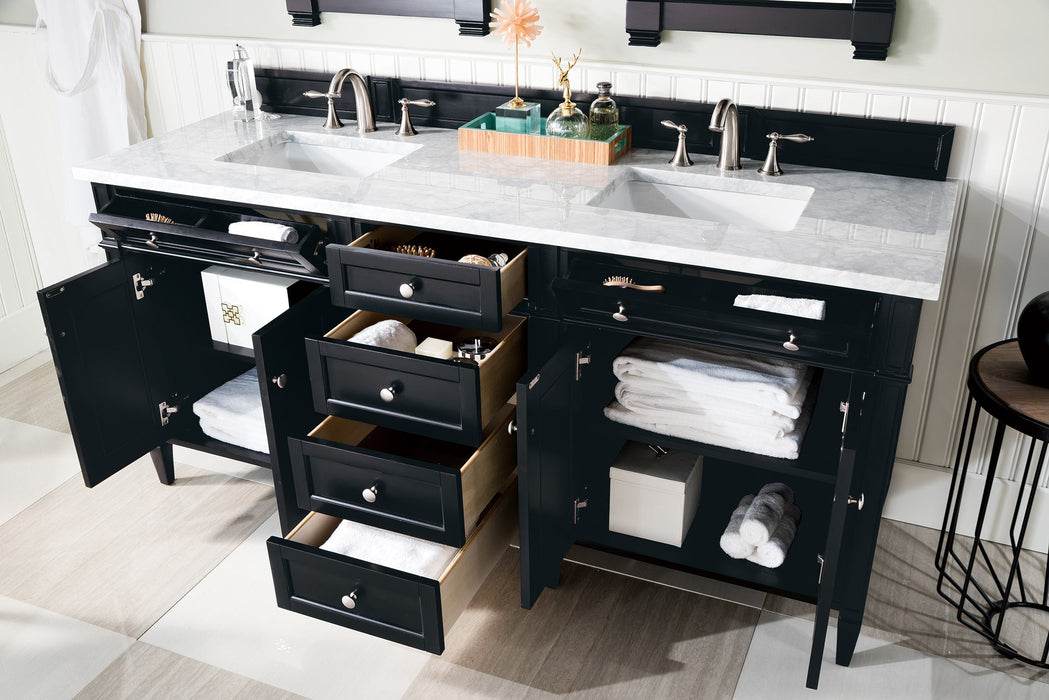 James Martin Brittany 72" Double Bathroom Vanity, Black Onyx