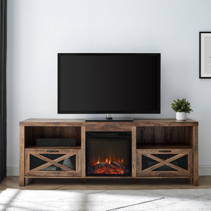 Abilene 70" Rustic Farmhouse Fireplace TV Stand - Farmhouse Kitchen and Bath