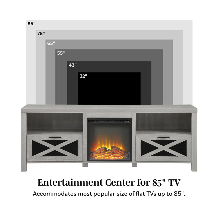 Abilene 70" Rustic Farmhouse Fireplace TV Stand - Farmhouse Kitchen and Bath