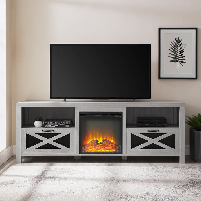 Abilene 70" Rustic Farmhouse Fireplace TV Stand - Farmhouse Kitchen and Bath