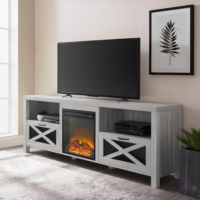 Abilene 70" Rustic Farmhouse Fireplace TV Stand - Farmhouse Kitchen and Bath