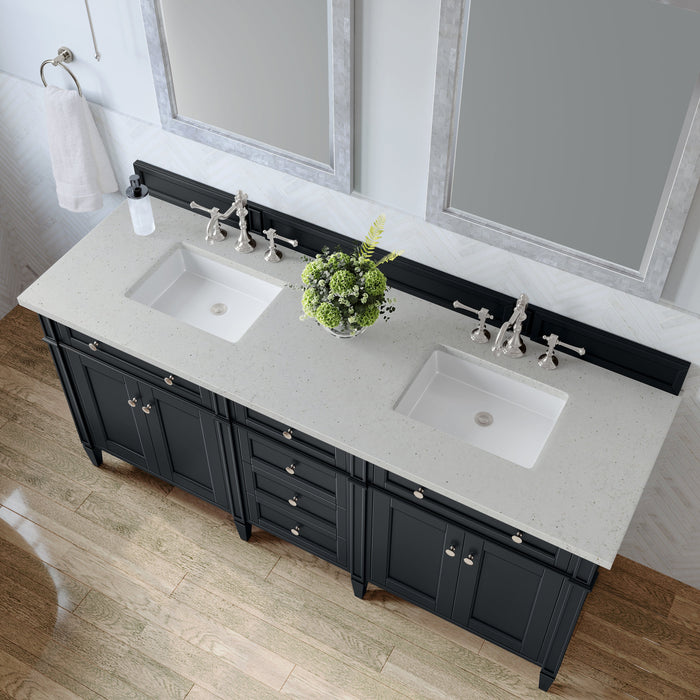 James Martin Brittany 72" Double Bathroom Vanity, Black Onyx