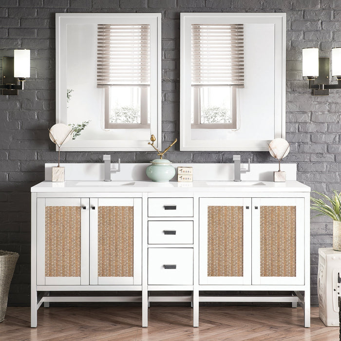 James Martin Addison 72" Double Bathroom Vanity, Glossy White
