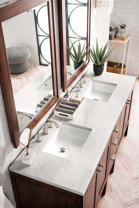James Martin Addison 72" Double Bathroom Vanity, Mid-Century Acacia