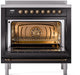 ILVE Nostalgie II 36 " Electric Range, Glossy Black, Bronze Trim UPI366NMPBKB ILVE