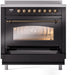 ILVE Nostalgie II 36 " Electric Range, Glossy Black, Bronze Trim UPI366NMPBKB ILVE