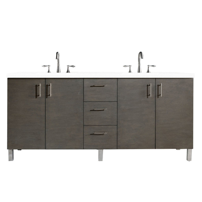 James Martin Metropolitan 72" Dual Mount Double Bathroom Vanity, Silver Oak