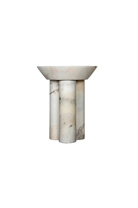 Afyon Sugar Marble Round Legs End/Side Table,Honed (D)18" (H)22"