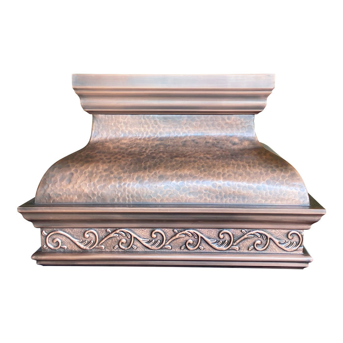 Akicon Custom Custom Copper Vent Hood with Artisan Handcrafted Detail — AKH762BA-C