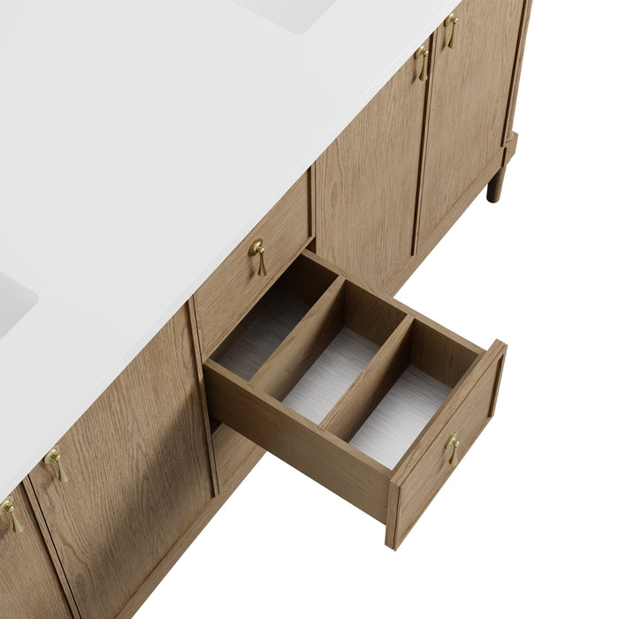 James Martin Kinnsden 72" Double Bathroom Vanity, Weathered Oak