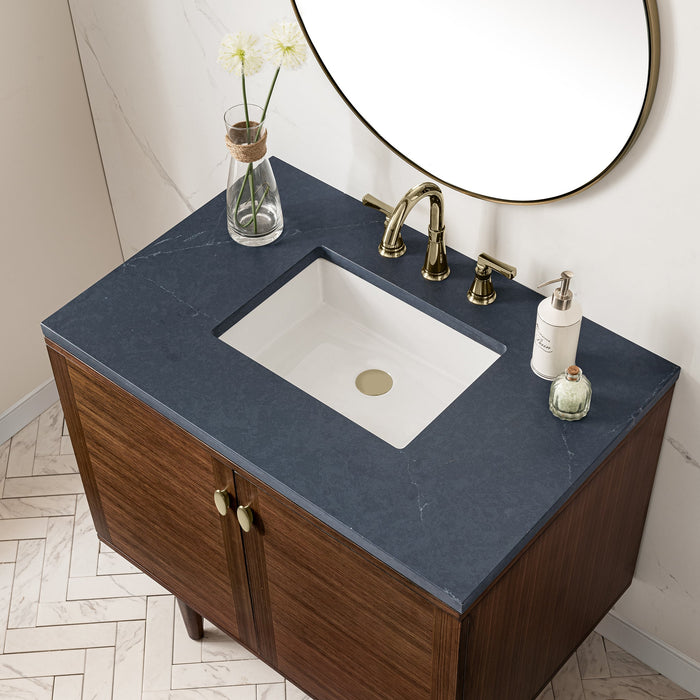 James Martin Amberly 36" Dual Mount Single Bathroom Vanity, Mid-Century Walnut