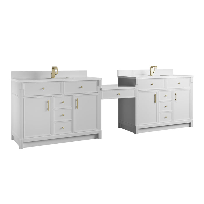 James Martin Bellshire 120" Single Bathroom Vanity, Bright White