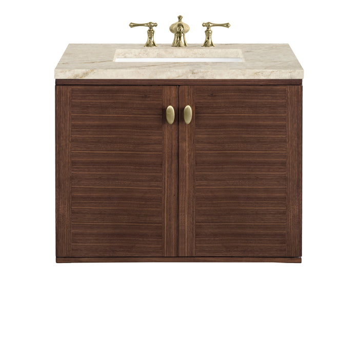 James Martin Amberly 30" Dual Mount Single Bathroom Vanity, Mid-Century Walnut