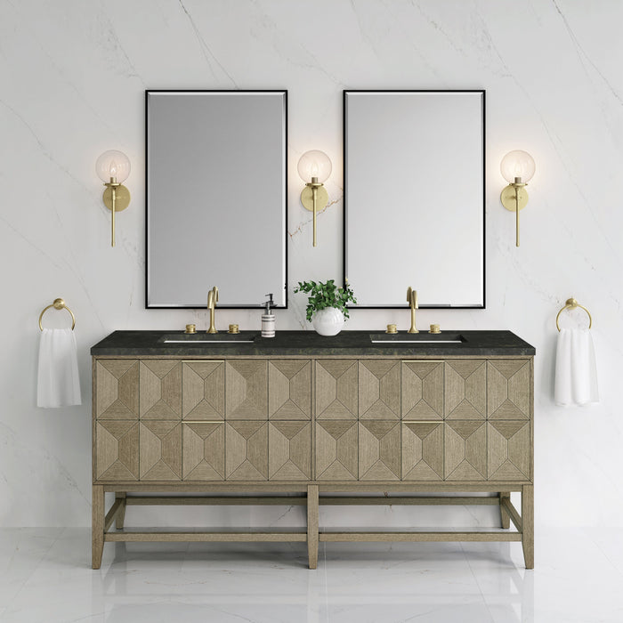 James Martin Emmeline 72" Double Bathroom Vanity, Pebble Oak