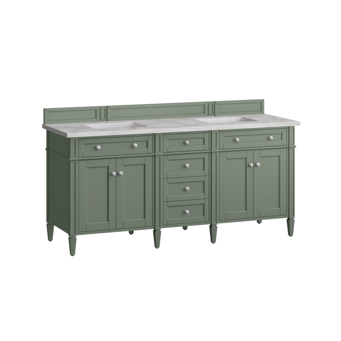 James Martin Brittany 72" Double Bathroom Vanity, Smokey Celadon