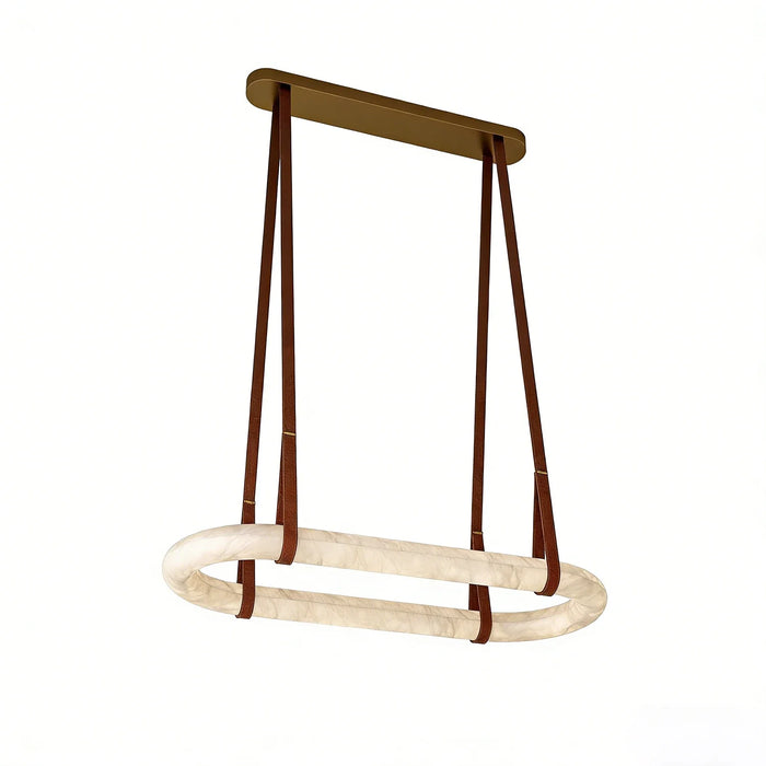 Alabaster Round Leather Chandelier