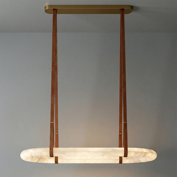Alabaster Round Leather Chandelier