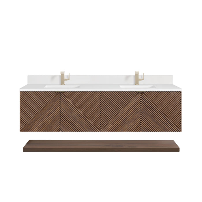 James Martin Marcello 72" Floating Double Bathroom Vanity, Chestnut