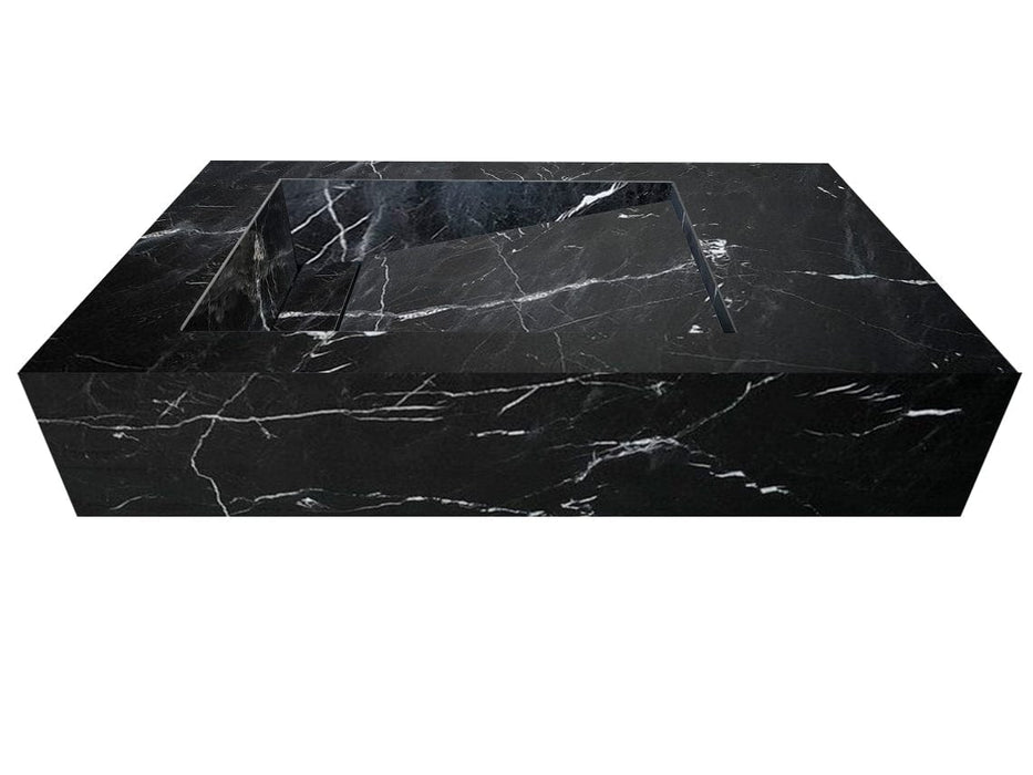 Alexandrette Black Marble Modern Rectangular Sink Wall-mount Bathroom Sink RAB18308P