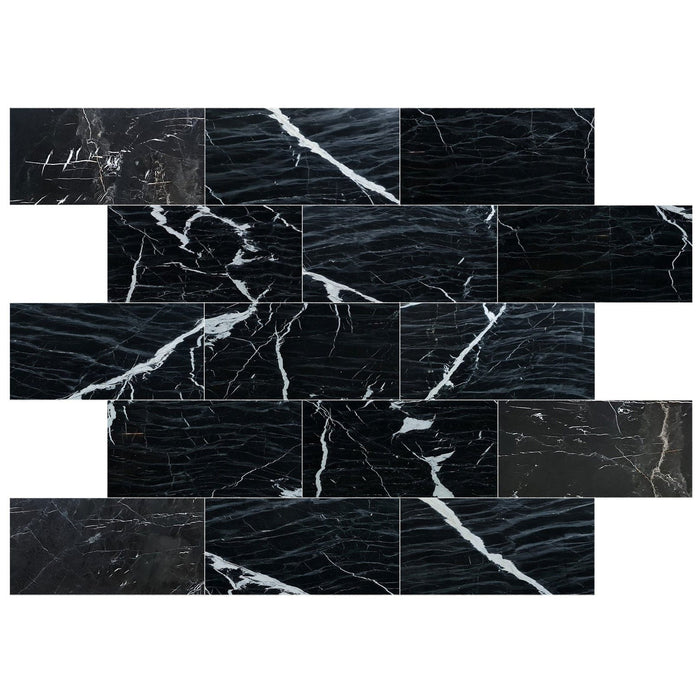Alexandrette Black Marble Polished Floor and Wall Tile - Large Format - Livfloors Collection
