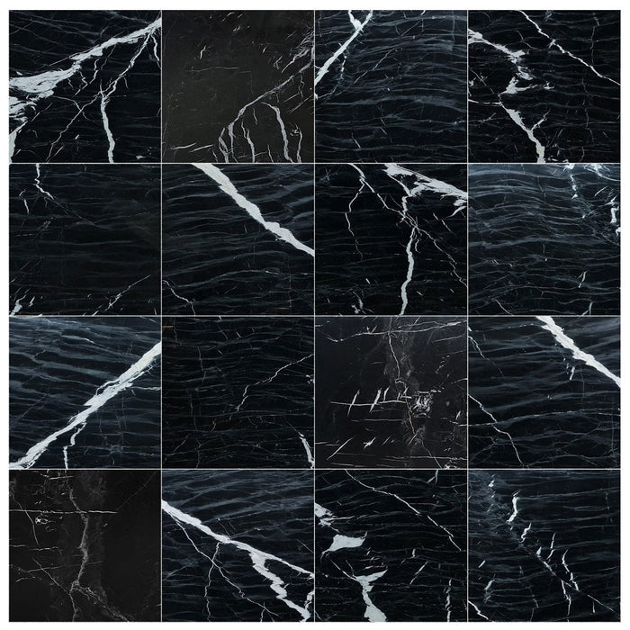 Alexandrette Black Marble Polished Floor and Wall Tile - Large Format - Livfloors Collection