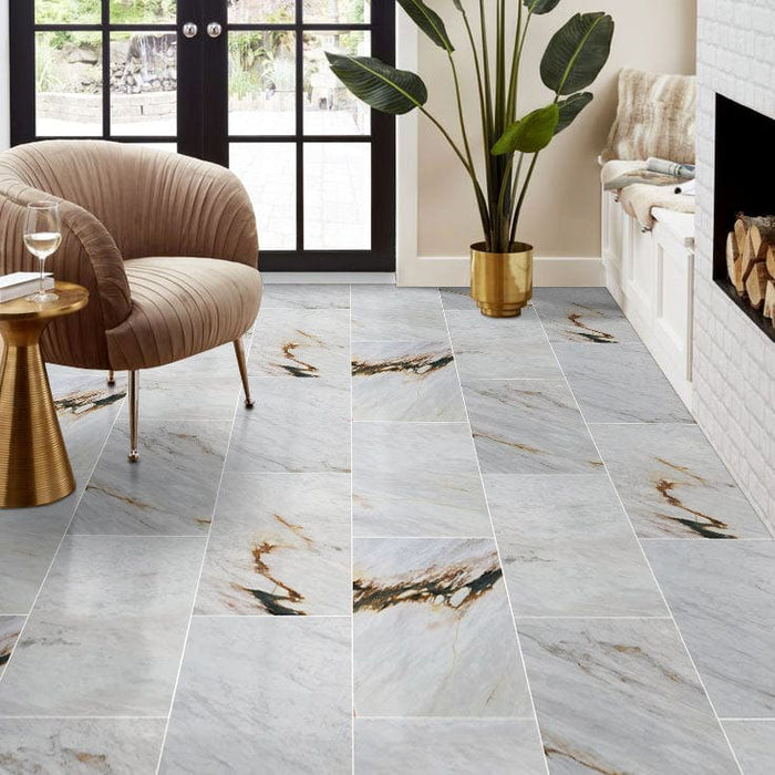 Alpina White Marble Polished Floor and Wall Tile - Large Format - Livfloors Collection