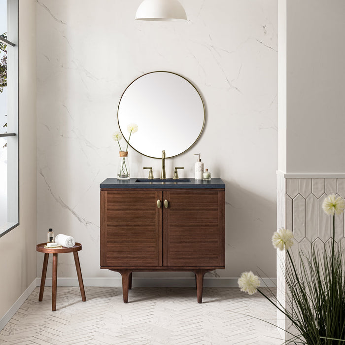 James Martin Amberly 36" Dual Mount Single Bathroom Vanity, Mid-Century Walnut