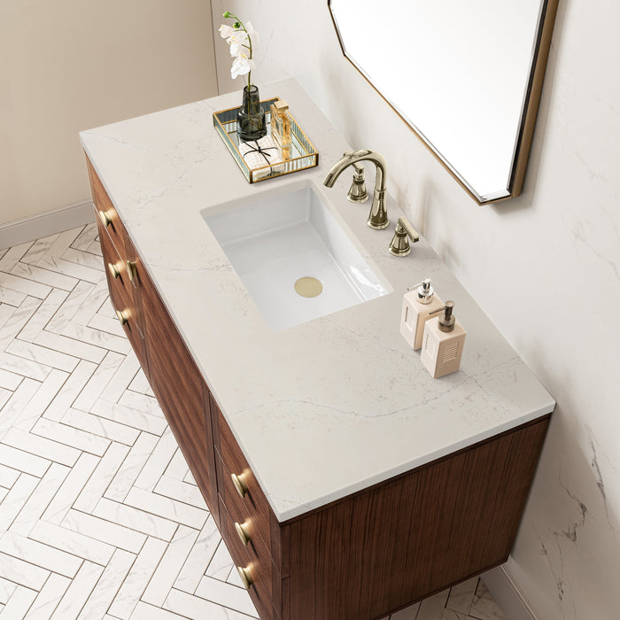 James Martin Amberly 48" Dual Mount Single Bathroom Vanity, Mid-Century Walnut
