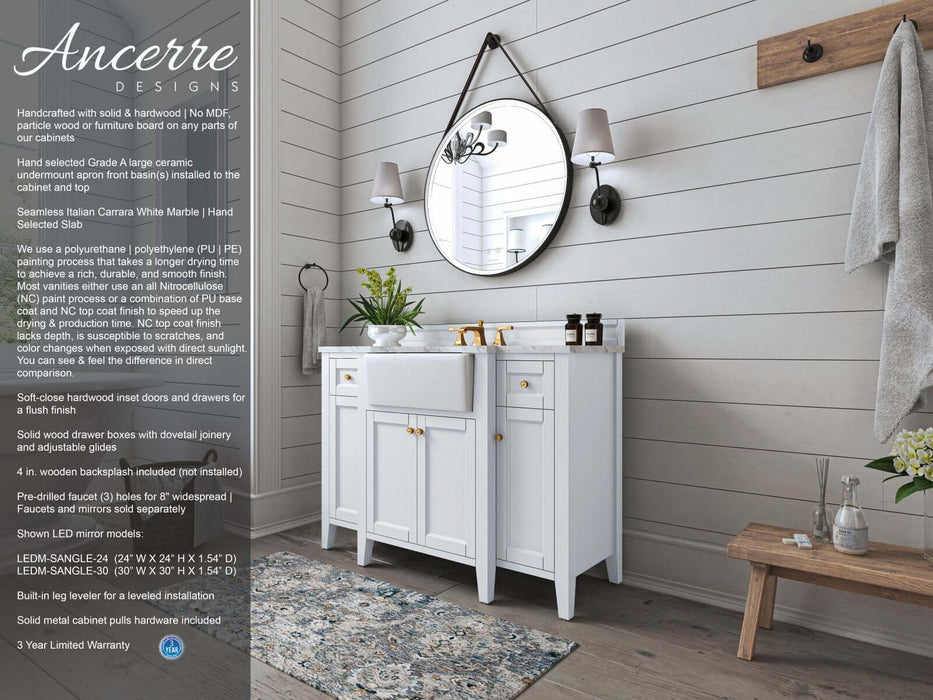 Adeline Bathroom Vanity with Farmhouse Sink and Carrara White Marble Top Cabinet Set