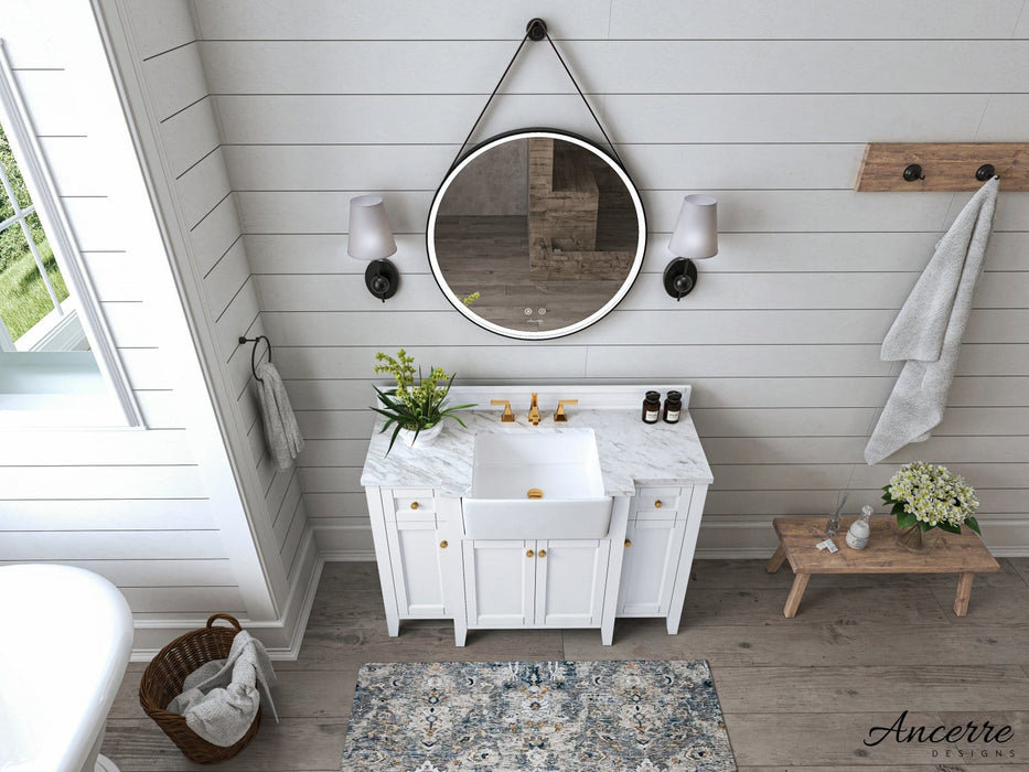 Adeline Bathroom Vanity with Farmhouse Sink and Carrara White Marble Top Cabinet Set