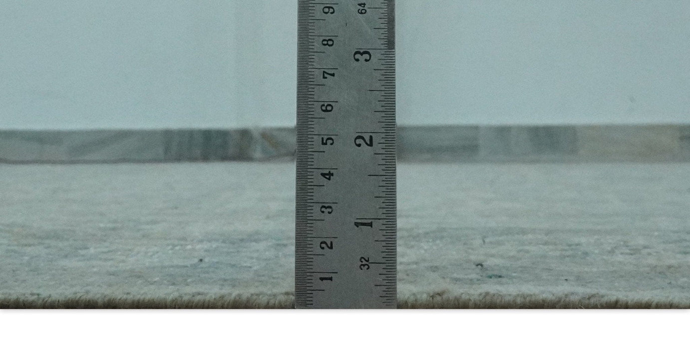 Antique Distress finish Silver, Teal and Brown Hand Knotted Traditional 8x10 wool Rug