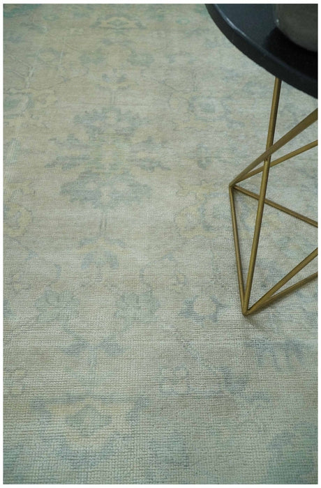 Antique Finish Silver, Gray and Charcoal Hand Knotted Oriental Oushak 8x10 wool Area Rug